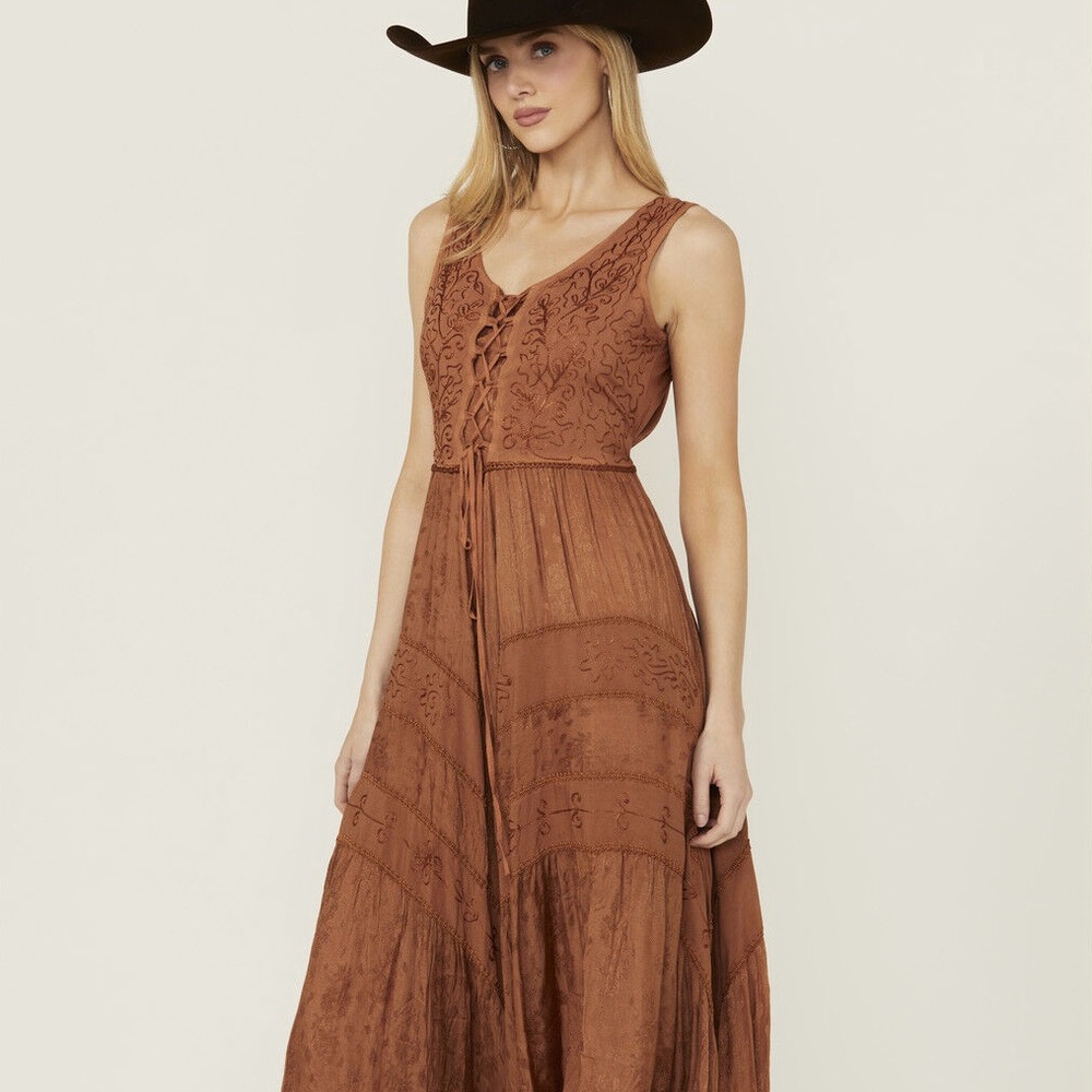 SCULLY WOMEN'S LACE-UP JACQUARD
MIDI DRESS